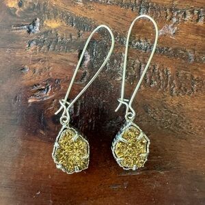 Kendra Scott style goldtone drop druzy earrings
